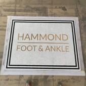 定制剪拼陶瓷地面文字拼花镶嵌铜片文字防滑门厅黑白会陶瓷地花