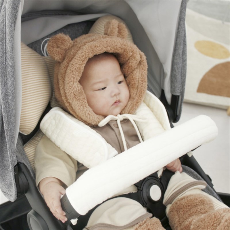 婴儿车把前扶手保护套推车配件护肩防咬儿童O口水巾可拆卸棉质通