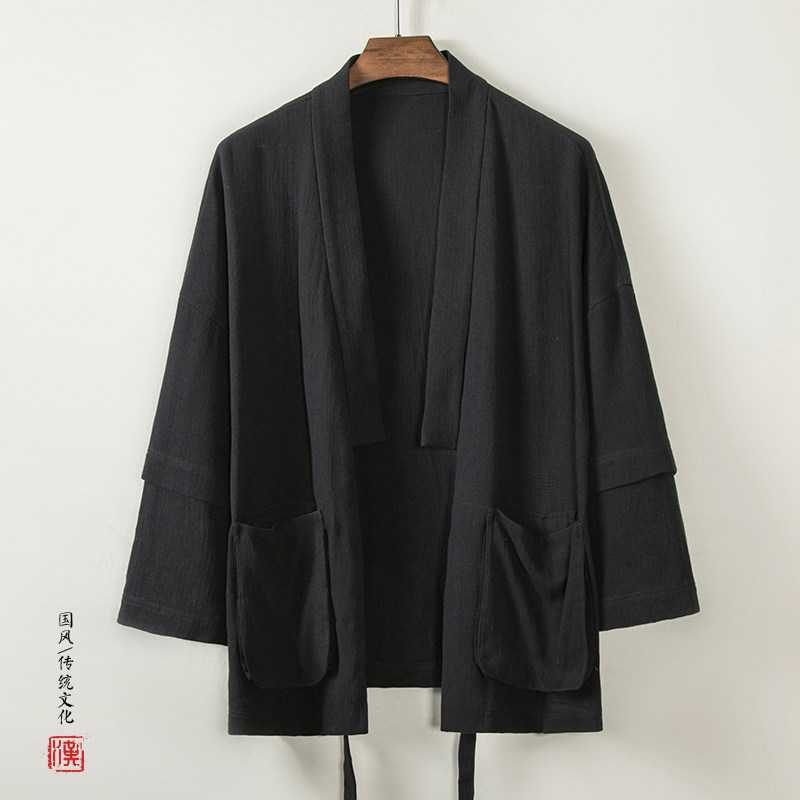 春夏季中国风改良汉服大口袋w工装纯棉外套短款披风对襟开衫男上,男装,汉服,淘宝优惠券,粉丝福利购,淘宝优惠卷