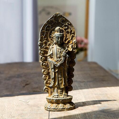 中式铁锈仿铸铁西方三圣啊弥陀佛像观世音菩O萨大势至菩萨站像摆