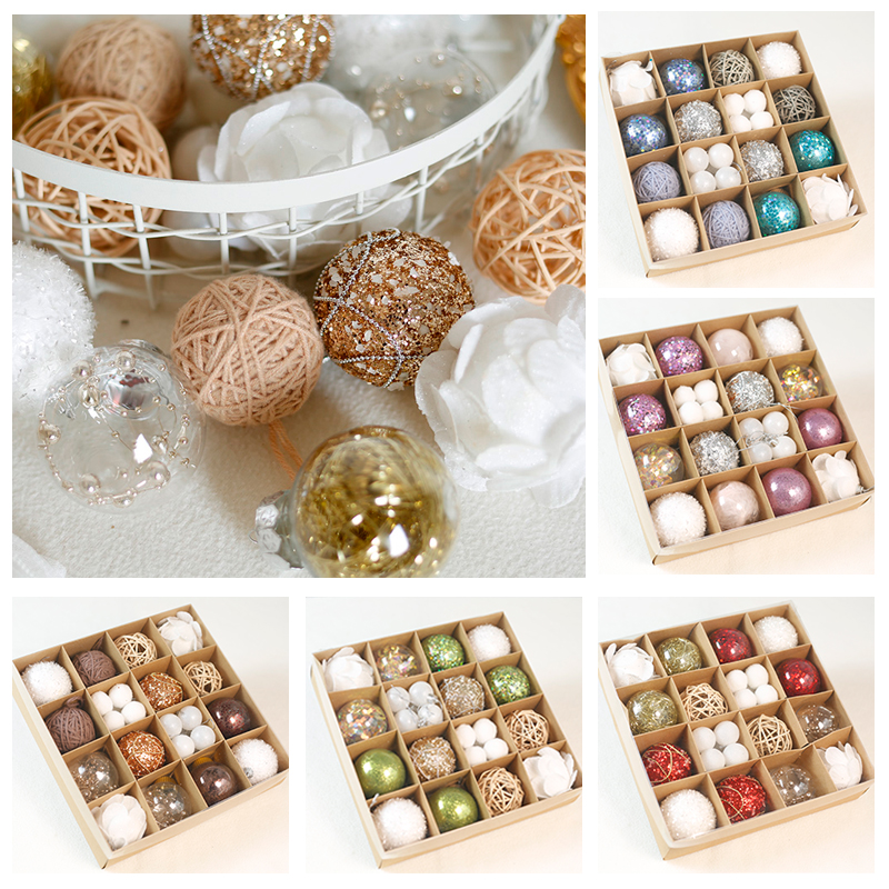 6cm手工球套装耶诞节耶诞树装饰挂球挂件金色球diyW材料包套餐配