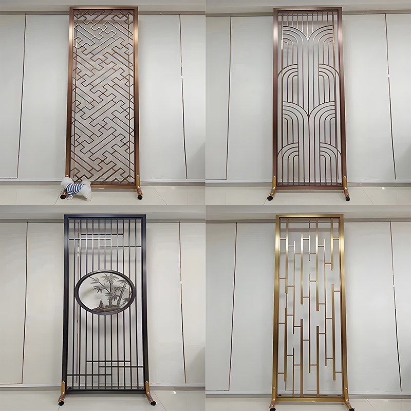 定制不锈钢屏风隔断格栅新中式入户玄关格栅通花镂空铝板雕刻雕花