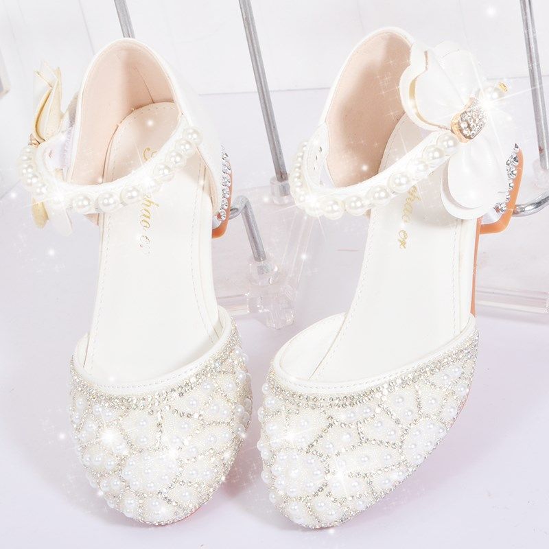 女童高跟鞋白色礼服花童婚礼小女孩D钢琴演奏演出女大童带跟公主,童鞋/婴儿鞋/亲子鞋,水晶/水钻鞋,淘宝优惠券,粉丝福利购,淘宝优惠卷