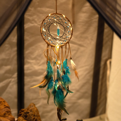 户外露营天幕帐篷装饰氛围小夜灯网红串灯捕梦网少女心彩灯闪灯串