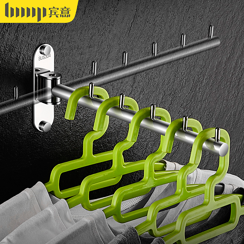 不锈钢隐形折叠晾衣架室内壁挂免打孔小型凉衣架阳台可旋转挂衣架