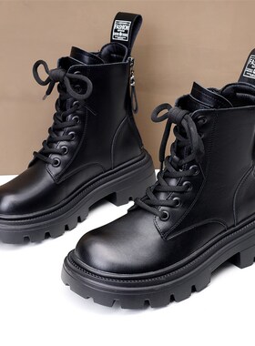 34小码马丁靴英伦风2024新款靴子厚底增高黑色R百搭短靴冬女鞋加