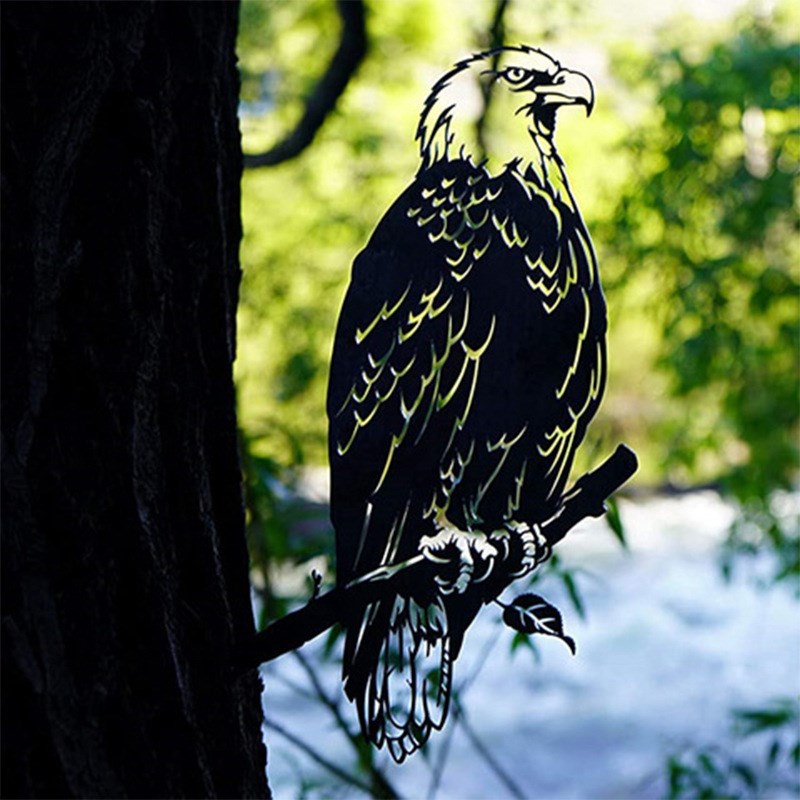 新品新品花园鸟插件镂空铁艺老鹰工艺品户外围栏装饰白头鹰挂件