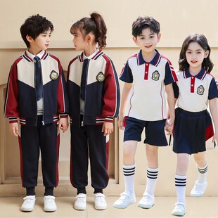 学院风红色棒球服套装小学生秋冬装新款男L女童班服四件套幼儿园