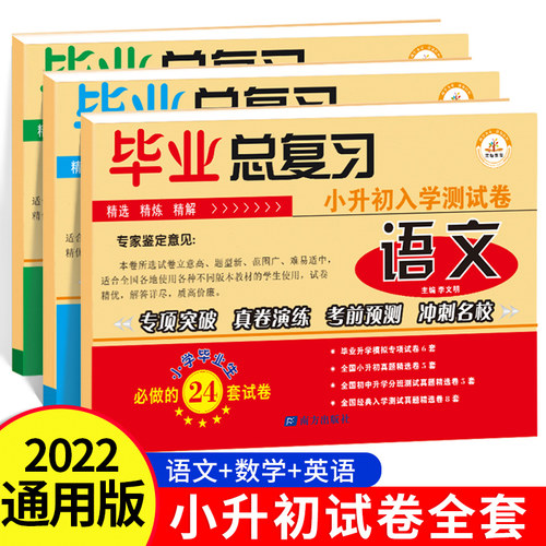 低价清仓】小升初真题卷试卷测试卷语文数学英语 小升初必刷题人教版 小学总复习资料六年级下册练习册53专项训练卷子暑假衔接教材