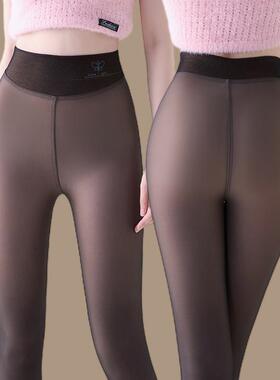 一线档假透肉黑透肤打底裤加绒大码胖mm透肤光腿神器高腰不掉单层