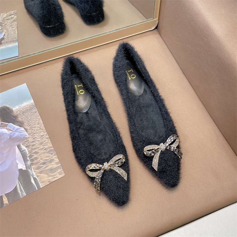 貂毛晚风粗跟毛毛鞋女棉单鞋