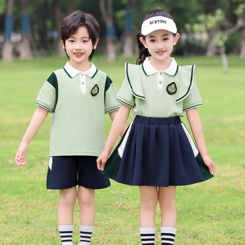 幼儿园园服夏装小学生校服儿童班服夏季六一学院演出纯棉短袖套装