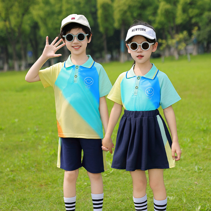 幼儿园园服夏装小学生校服六一彩虹短袖班服儿童春秋季运动三件套图片