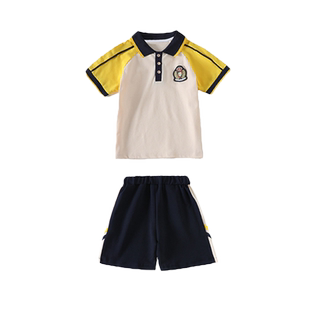 幼儿园园服夏装校服套装小学生纯棉短袖班服儿童夏天学院风运动服
