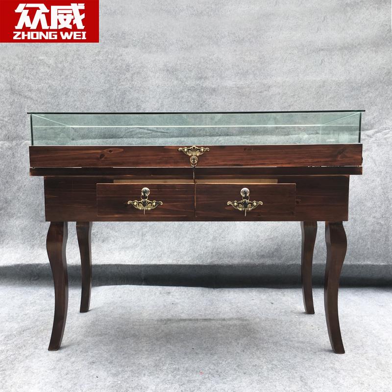 众威珠宝展示柜文玩柜台饰品实木玻璃做旧玉器古玩复古吊柜陈列柜|ruв категории коммерческий/офисная мебель, полки/витрина, бутик - витрина/витрина - от Buy2taobao.com для оказания профессиональной услуги покупки агента Taobao