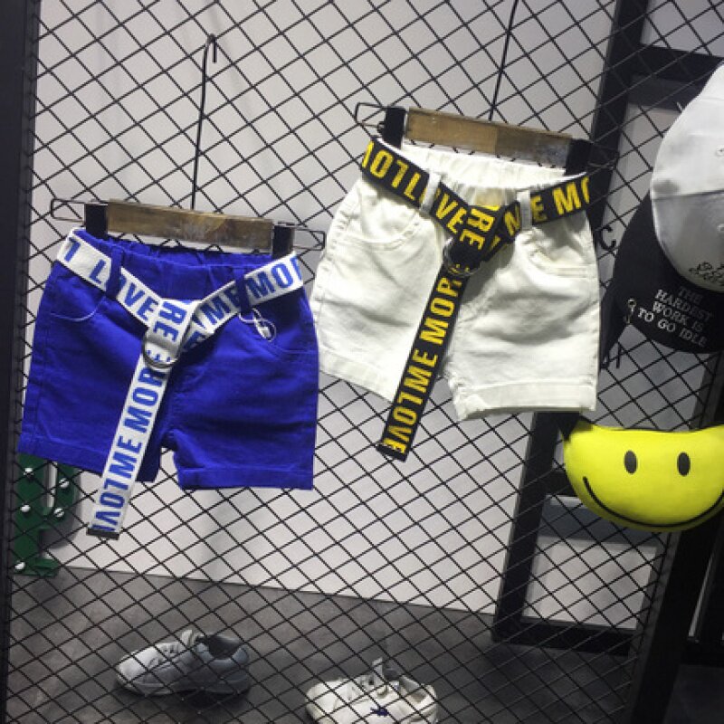安宝服饰童装 夏季新品男童韩版热裤简约休闲短裤带腰带
