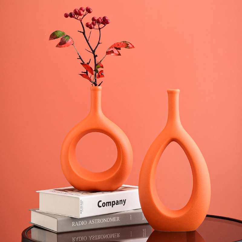 创意个性家居陶瓷花瓶插花北欧简约酒柜玄关样板房客厅装饰品摆件