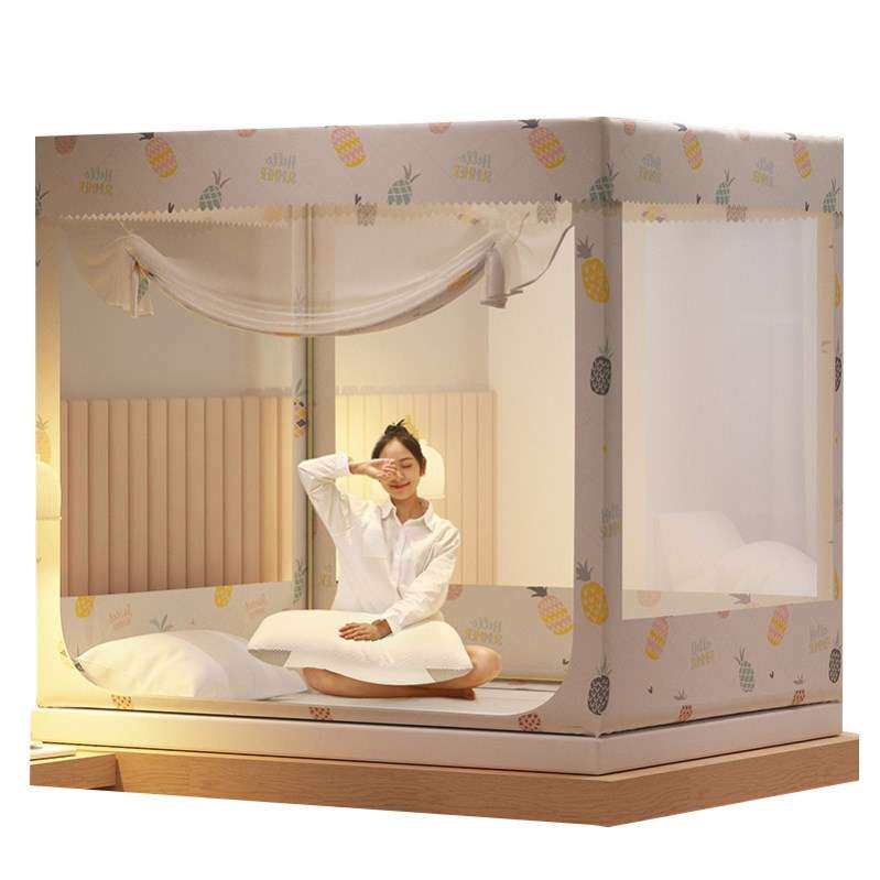 四方蒙古包蚊帐可以装风扇三开门可挂吊扇家用免安装回底全底加大