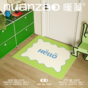 暖藻 清新简约门口地垫进门可裁剪PVC皮革玄关地毯可擦入户门脚垫