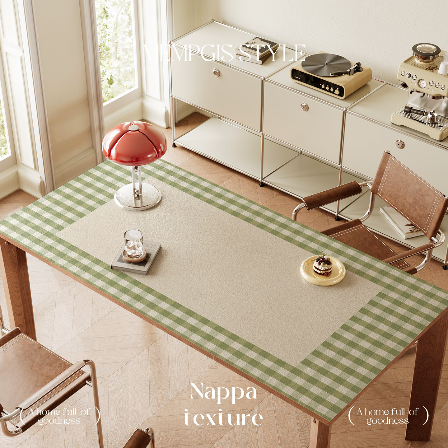 暖藻复古条纹格子餐垫防水防油隔热保护垫高级感免洗皮革防烫桌布,居家布艺,桌布,淘宝优惠券,粉丝福利购,淘宝优惠卷