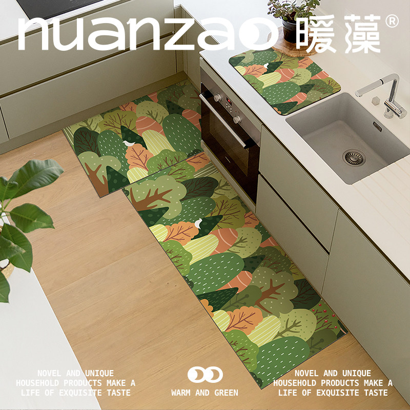 暖藻厨房地垫防滑防油可擦免洗软硅藻泥吸水垫专用长地毯2026新款,居家布艺,家用脚垫,淘宝优惠券,粉丝福利购,淘宝优惠卷