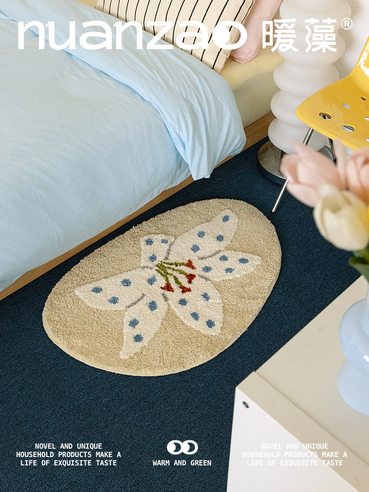 暖藻原创 快乐星球 ins风黑白卧室地毯冬季小清新少女房间床边毯,居家布艺,家用脚垫,淘宝优惠券,粉丝福利购,淘宝优惠卷