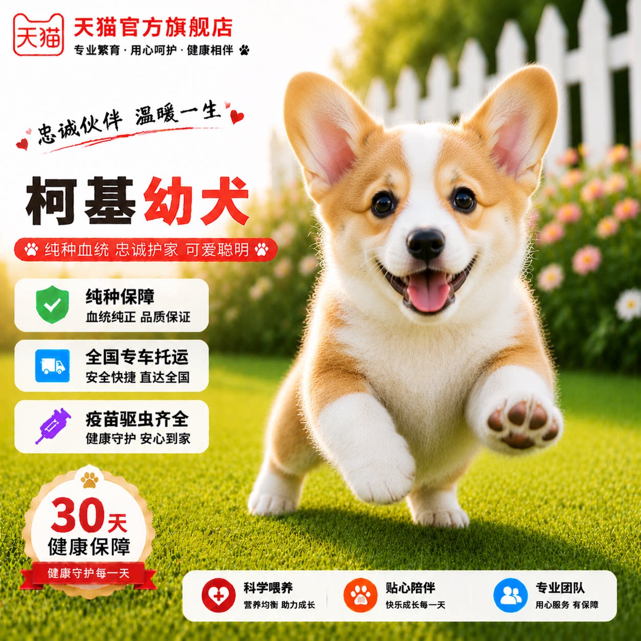 可爱小狗狗黄白花帅气狗双色三色