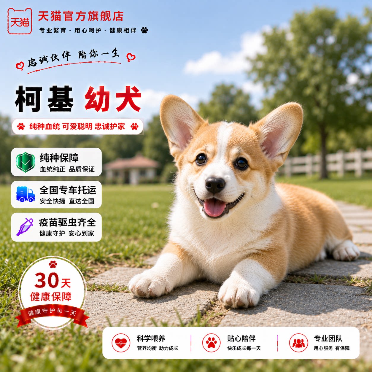 黄白花小威尔士活泼双色狗帅气家
