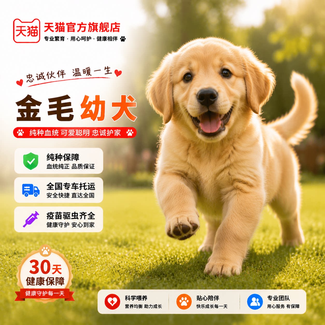 大头看家护主狗听话沙滩金犬小狗