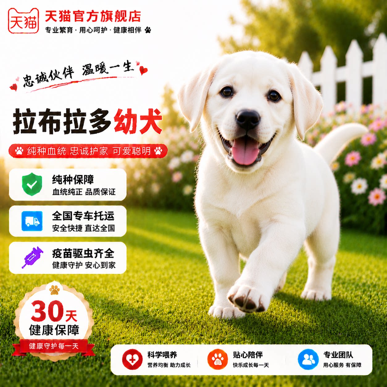 幼崽黄色寻回犬大型犬宠物狗家庭