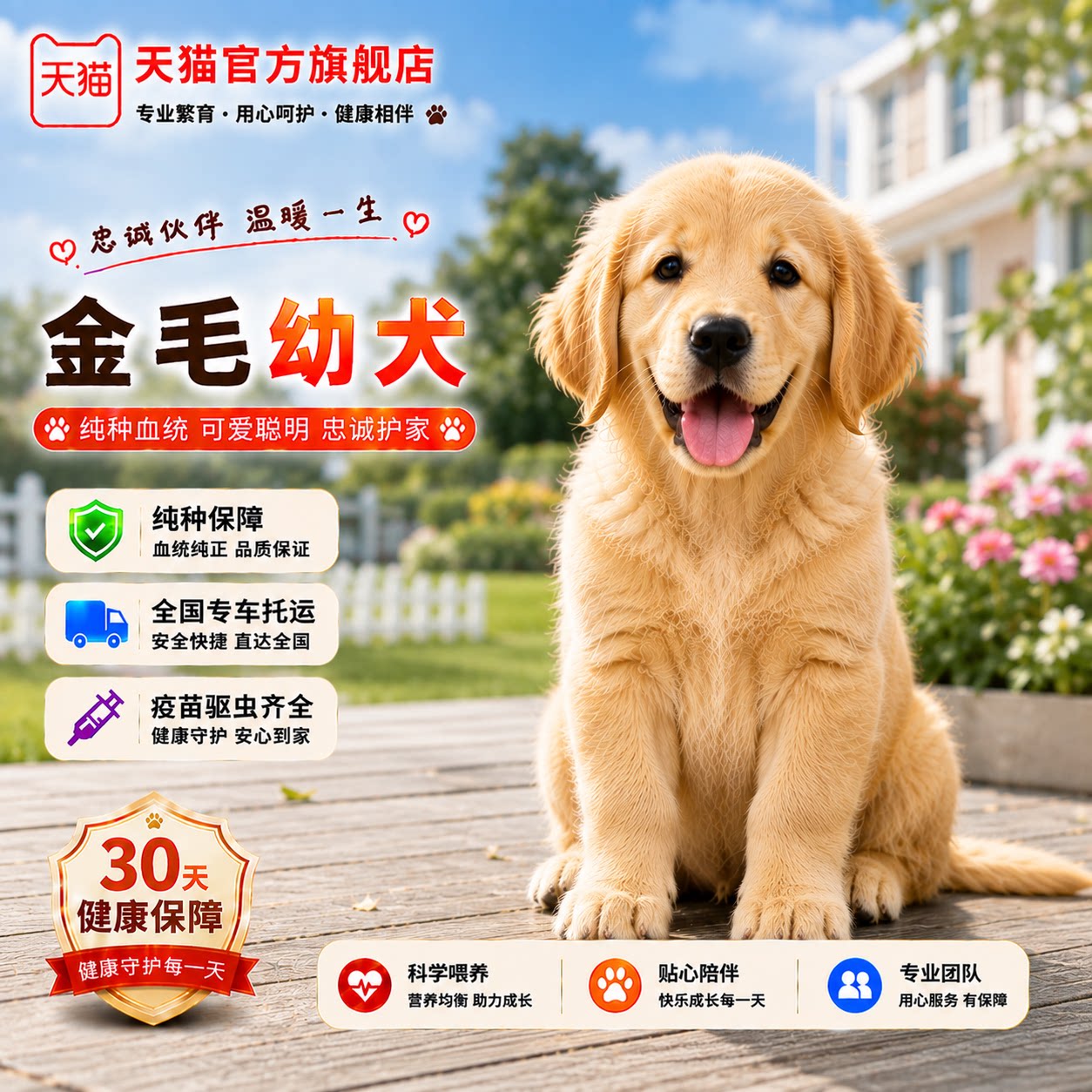 纯种金毛幼犬大头大型犬护主便宜