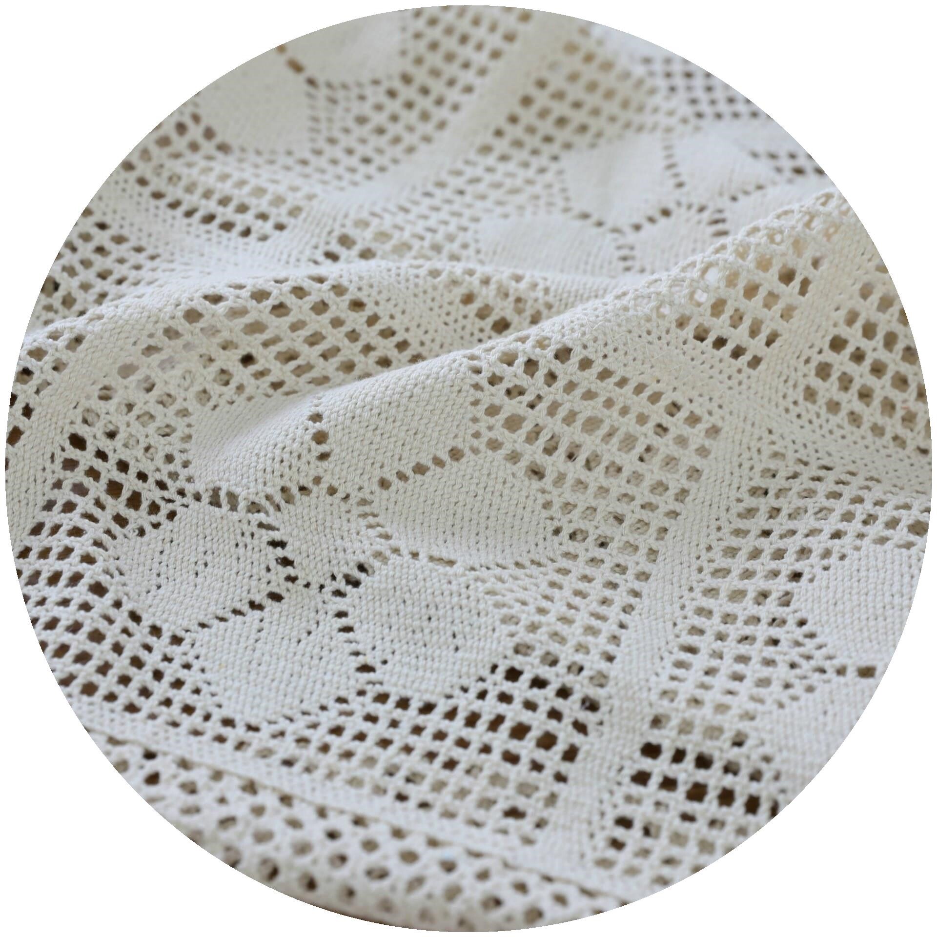 老式80年代复古怀旧手工钩针编织桌布钩花沙发巾钩花镂空布艺桌布