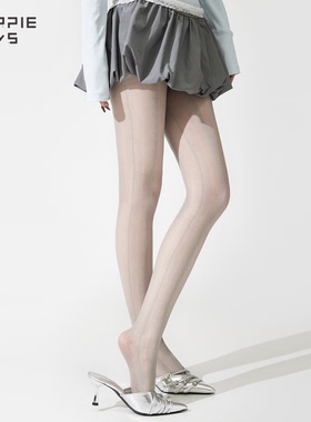 purpleguys蕾丝灰色丝袜女薄款竖条纹防勾丝春夏性感jk提花连裤袜