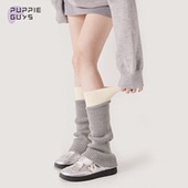 purpleguys灰色羊毛小腿套女冬加厚针织jk辣妹拼接撞色堆堆袜套