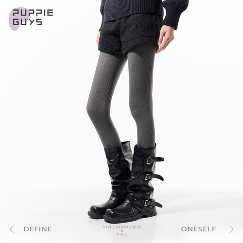 purpleguys灰色连裤袜薄款女耐穿防勾丝不掉档日韩系打底袜配靴子
