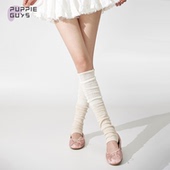 purpleguys撞色堆堆袜套女夏薄款 卷边复古白色长筒镂空堆堆小腿套