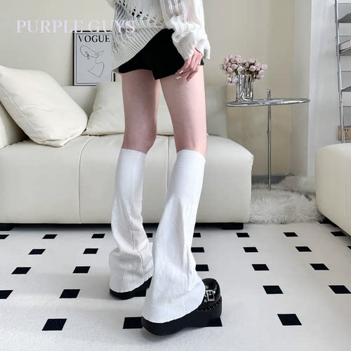 白色亚文化小腿堆堆袜套