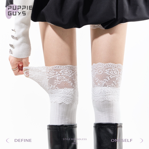 过膝大腿袜子女蕾丝花边堆堆袜