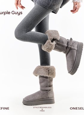 purpleguys灰色麻花纹连裤袜女冬加厚加绒保暖防勾丝打底裤袜外穿