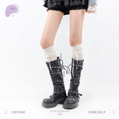 韩系ins风白色蕾丝过膝堆堆袜