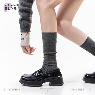 purpleguys灰色miu系小腿堆堆袜子修饰腿型显瘦少女格雷系中筒袜