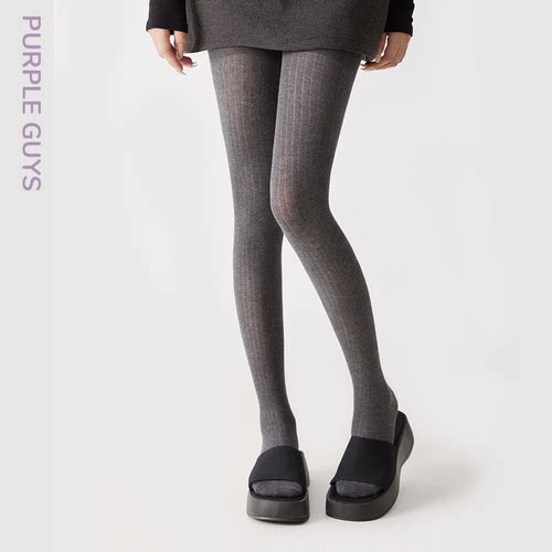 竖条纹miu系打底连裤袜