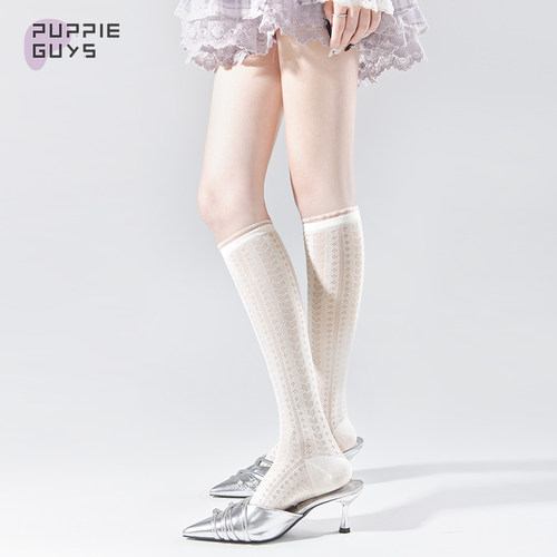 法式芭蕾风蕾丝爱心小腿堆堆袜