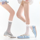 purpleguys爱心纽扣花边白色袜子女中筒袜夏季 薄款 纯色无骨小腿袜