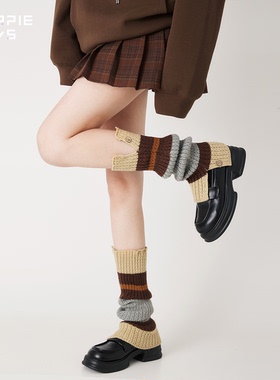 purpleguys拼色袜套女春秋针织日系y2k辣妹jk喇叭显瘦堆堆小腿套