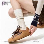 purpleguys白色中筒袜子女日系复古点子纱长筒堆堆袜美式 小腿袜