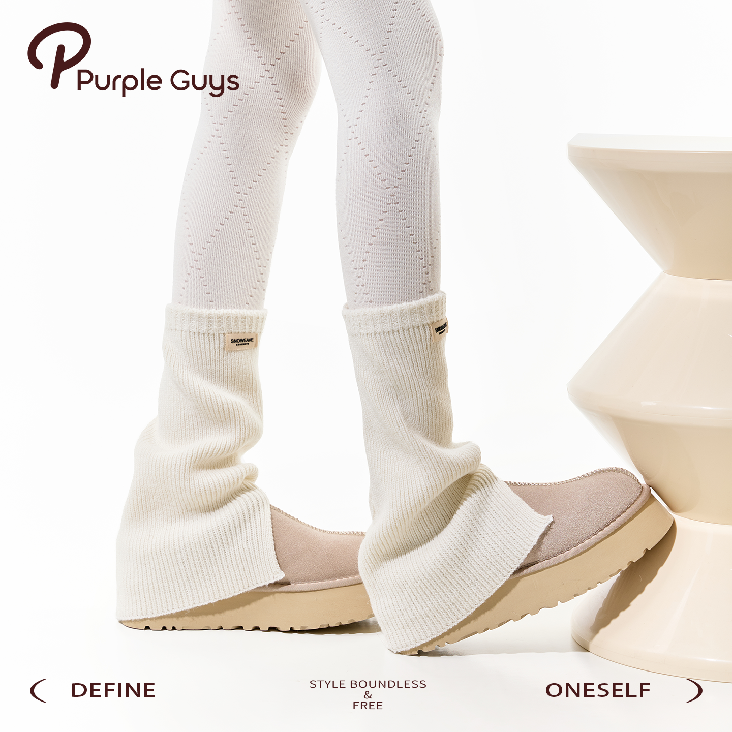 purpleguys白色羊毛堆堆袜套女冬季保暖叠穿针织小腿套搭配雪地靴,女士内衣/男士内衣/家居服,中筒袜,淘宝优惠券,粉丝福利购,淘宝优惠卷
