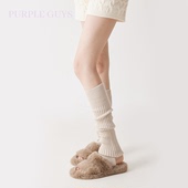 purpleguys踩脚袜套女春秋款 日系y2k辣妹jk白色针织堆堆小腿袜套
