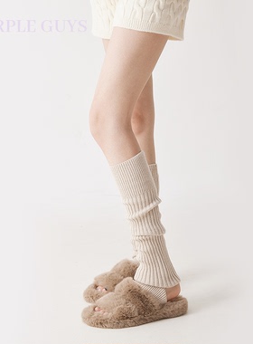 purpleguys踩脚袜套女春秋款日系y2k辣妹jk白色针织堆堆小腿袜套