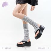 purpleguys踩脚袜套女夏季 薄款 miu系布标jk芭蕾风显瘦堆堆小腿套